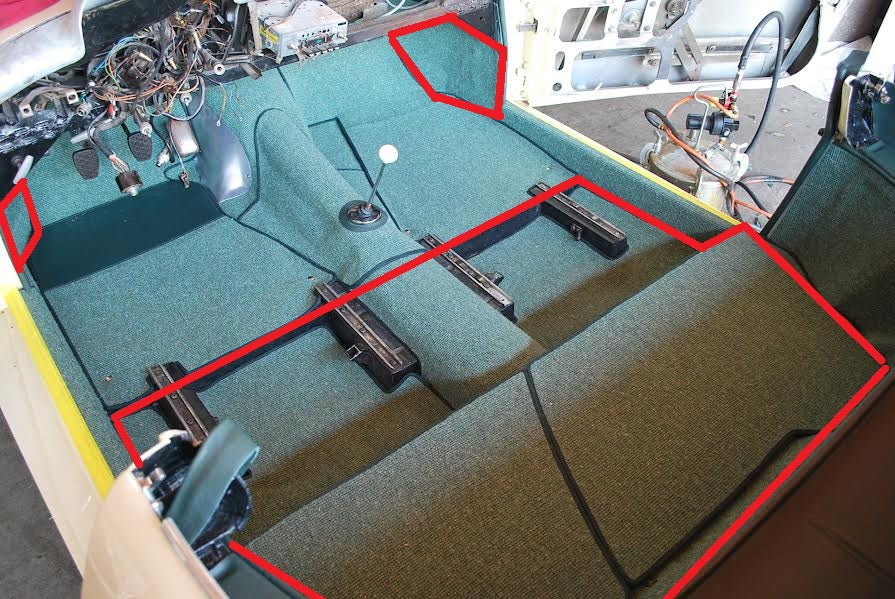 N141-201A  German Squareweave Carpet Set - Rear, Back, & Kick Panels